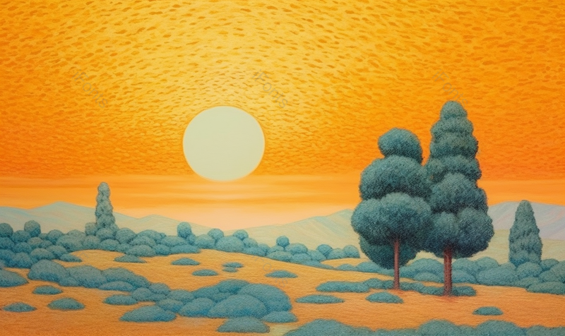 夕阳落日风景印象派油画,插画/手绘图,插画/手绘图库,插画/手绘图下载,插画/手绘